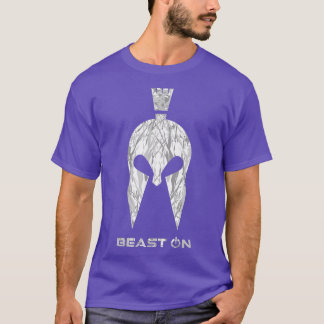 Helmbeest met gladiator op fitness door gym t-shirt