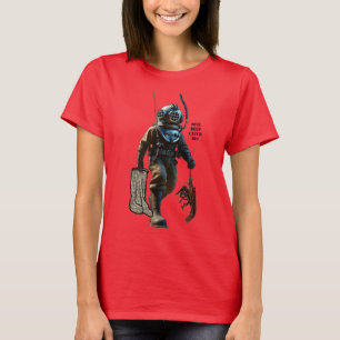 Helmduiker die een kreeft vangt Onderwater URM T-shirt
