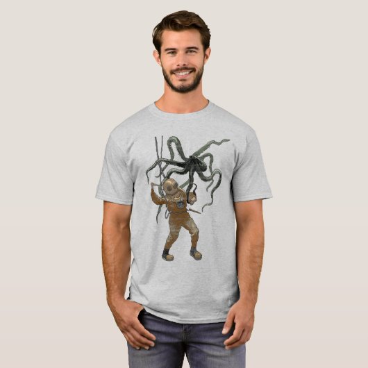 helmduiker met een mes en een octopus t-shirt (Voorkant volledig)