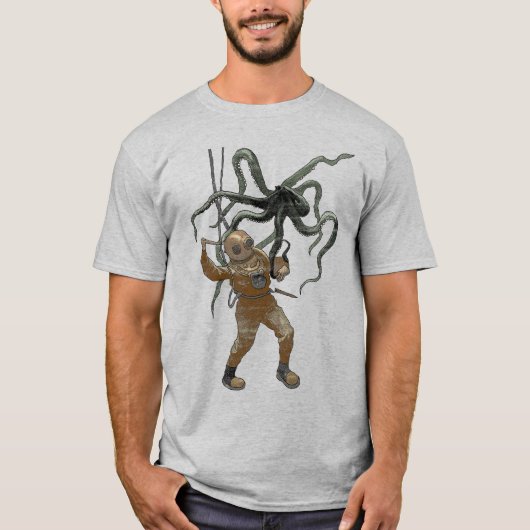  helmduiker met een mes en een octopus t-shirt (Voorkant)