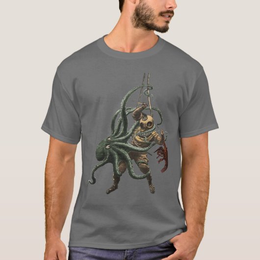  Helmen Diver met een Lobster en een Octopus T-shirt (Voorkant)
