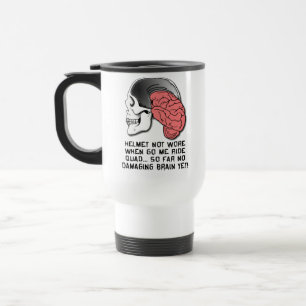 Helmet Brain Damage Funny Quad ATV Travel Mug Reisbeker