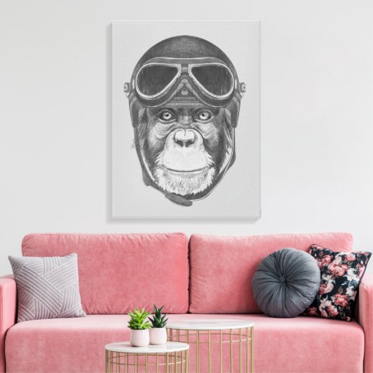  Helmet Chimpansee Canvas Afdruk (Insitu (Woonkamer))