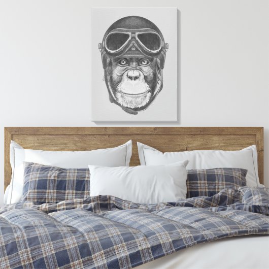  Helmet Chimpansee Canvas Afdruk (Insitu (Slaapkamer))