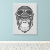 Helmet Chimpansee Canvas Afdruk (Insitu (Houten vloer))