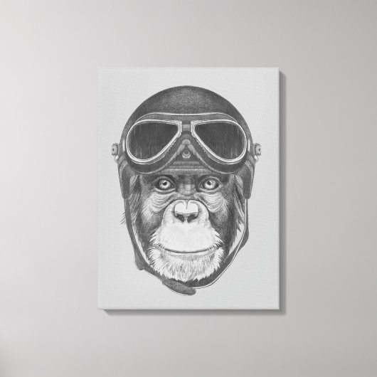 Helmet Chimpansee Canvas Afdruk (Voorkant)