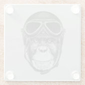  Helmet Chimpansee Glazen Onderzetter (Achterkant)