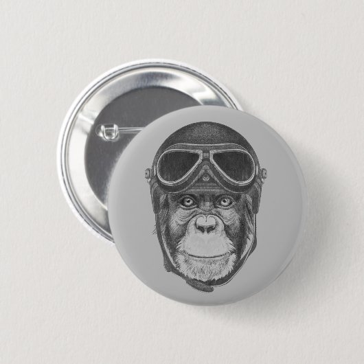 Helmet Chimpansee Ronde Button 5,7 Cm (Voorkant /achterkant)