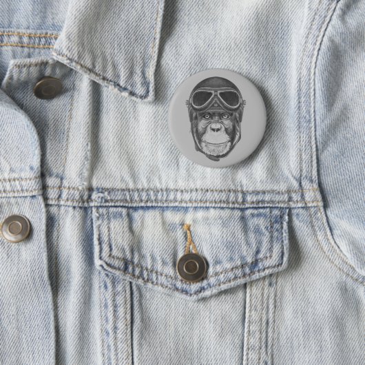 Helmet Chimpansee Ronde Button 5,7 Cm (In situ)