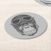  Helmet Chimpansee Ronde Kartonnen Onderzetter (Gebogen)