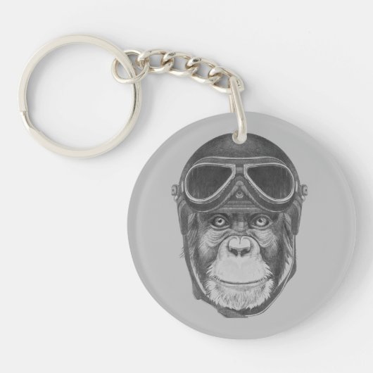  Helmet Chimpansee Sleutelhanger (Voorkant)
