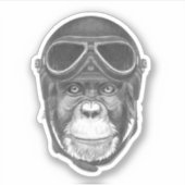 Helmet Chimpansee Sticker (Voorkant)