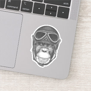 Helmet Chimpansee Sticker