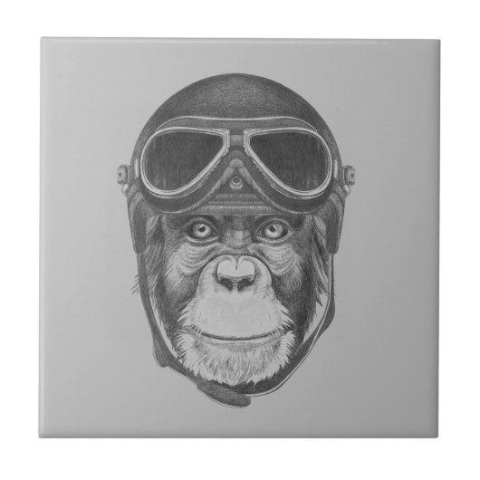 Helmet Chimpansee Tegeltje (Voorkant)