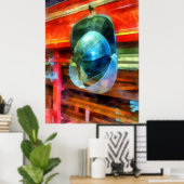 Helmet Hanging on Fire Truck Poster (Thuiskantoor)