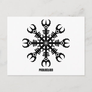 Helmet of awe - Aegishjalmur No.2 (black) Briefkaart