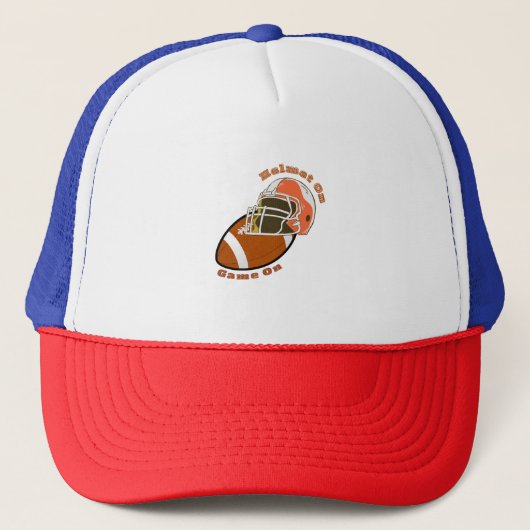 Helmet On, Game On – Amerikaanse Football Vibes Trucker Pet (Voorkant)