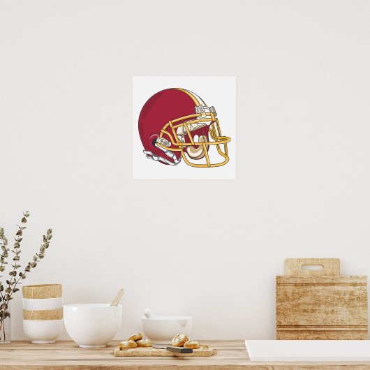 Helmet rood en gouden Football Poster (Keuken)