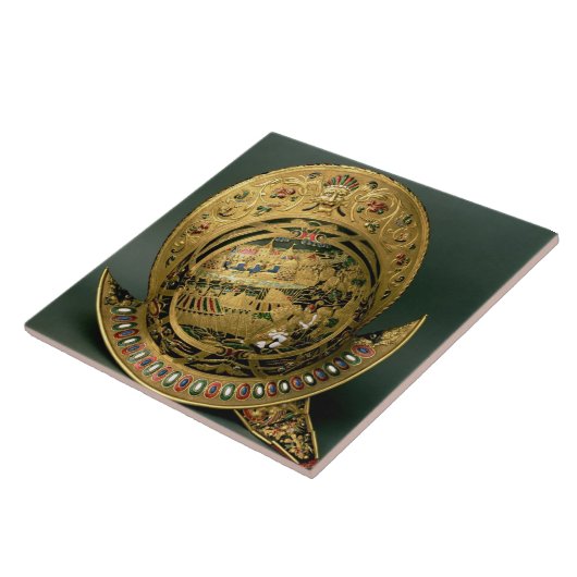 Helmet van Charles IX (1550-74) 16e eeuw (goud) Tegeltje (Zijkant)