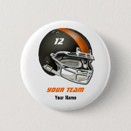 Helmet voor zwart en Oranje Football Ronde Button 5,7 Cm