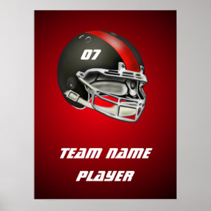 Helmet voor zwart en rood Football Poster