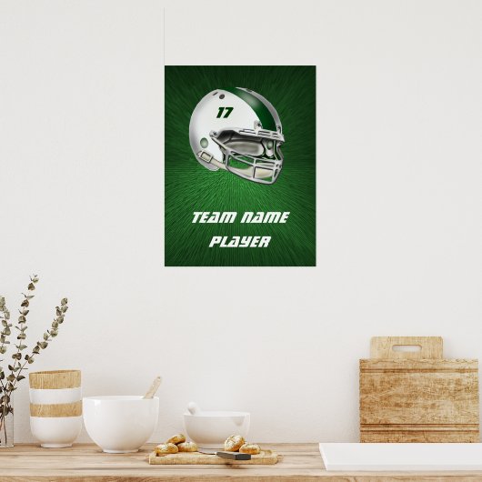Helmet wit en donkergroen Football Poster (Keuken)