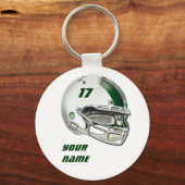 Helmet wit en donkergroen Football Sleutelhanger (Voorkant)