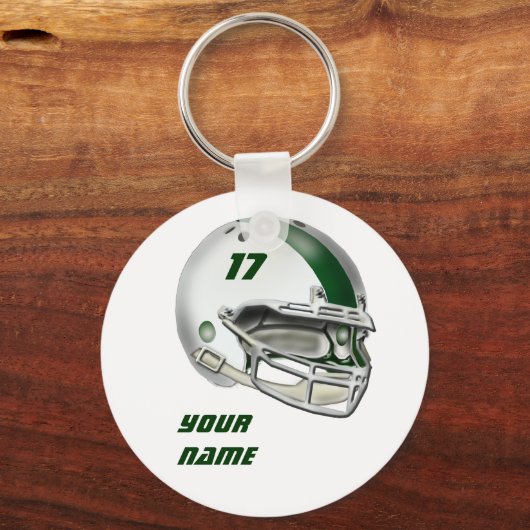 Helmet wit en donkergroen Football Sleutelhanger (Voorkant)