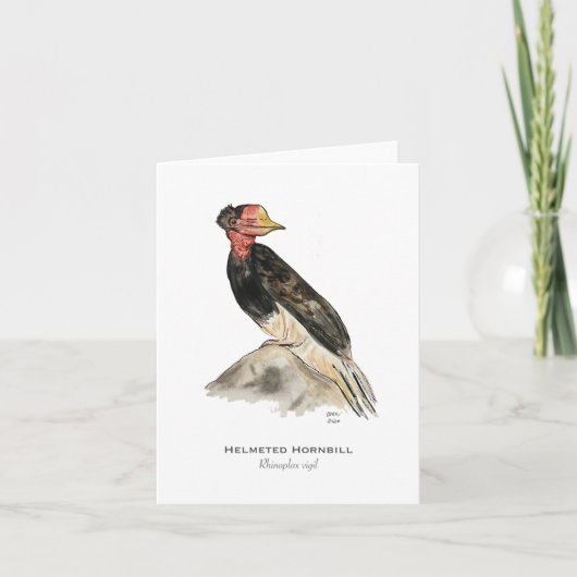 Helmeted Hornbill-vouwbriefkaart Kaart (Voorkant)