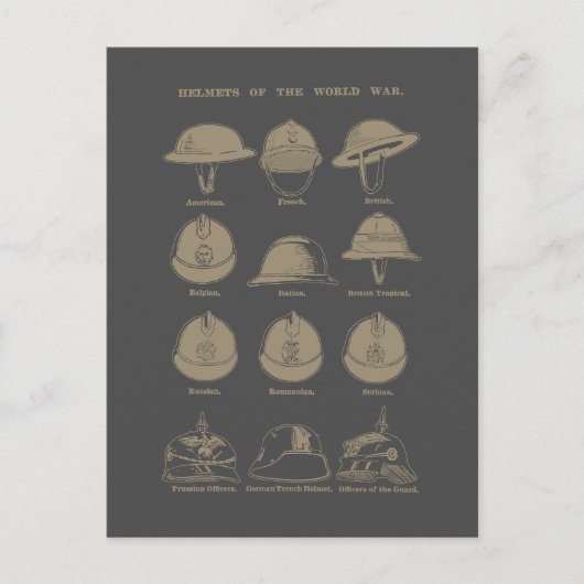 Helmets of the World War 1  Briefkaart (Voorkant)