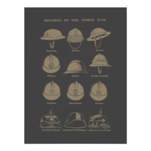 Helmets of the World War 1  Perfect Poster (Voorkant)