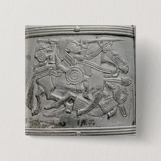 Helmfragment uit Sutton Hoo Treasure Vierkante Button 5,1 Cm (Voorkant)