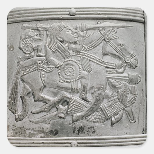 Helmfragment uit Sutton Hoo Treasure Vierkante Sticker (Voorkant)
