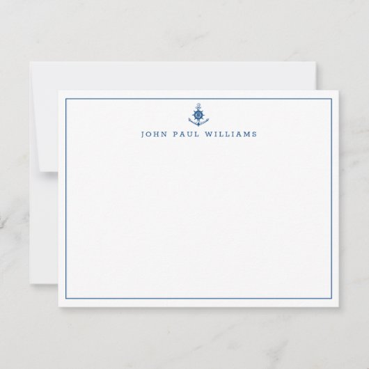 Helmgrens zeemaand blauw schip notitiekaartje (Voorkant)