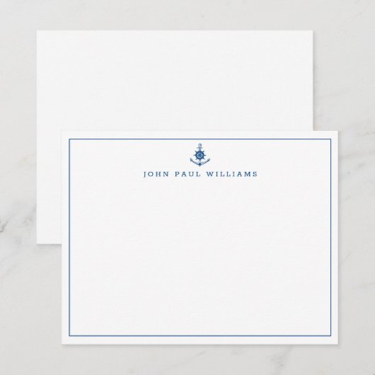 Helmgrens zeemaand blauw schip notitiekaartje (Voorkant / Achterkant)