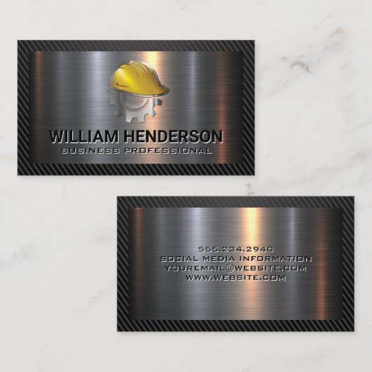 Helmtandwielconstructie Logo | Metallic Visitekaartje (Voorkant / Achterkant)