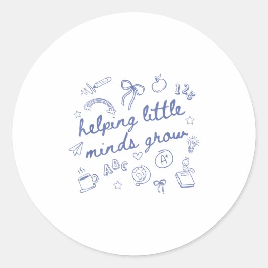 Helng Little Minds Grow Cute New Teacher Creative Ronde Sticker (Voorkant)