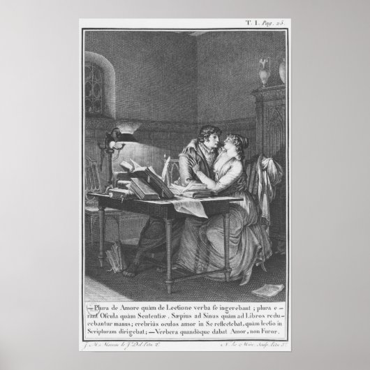 Heloise en Abelard in hun studie Poster (Voorkant)