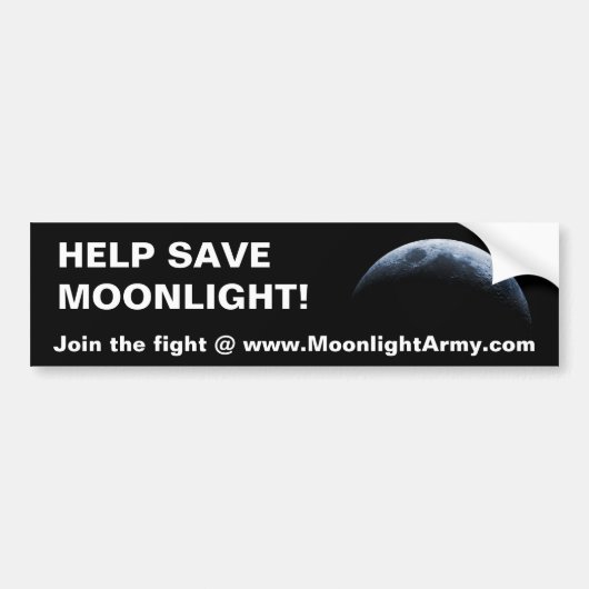 HELP BEWAREN MOONLICHT BUMPERSTICKER (Voorkant)