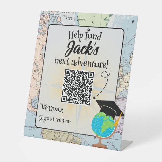 Help bij het financieren van het avonturenbord reclamebord met voetstuk (Voorkant)