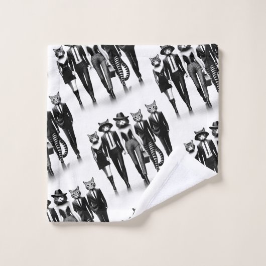 Help Cat Runway Modellen Wandelen De Catwalk Bad Handdoek (Wasdoekje)