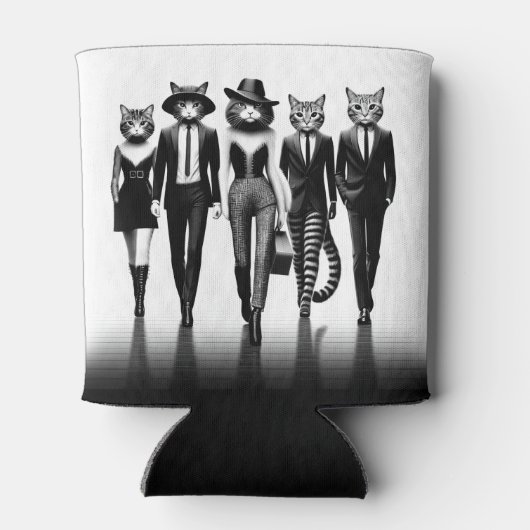 Help Cat Runway Modellen Wandelen De Catwalk Blikjeskoeler (Achterkant)