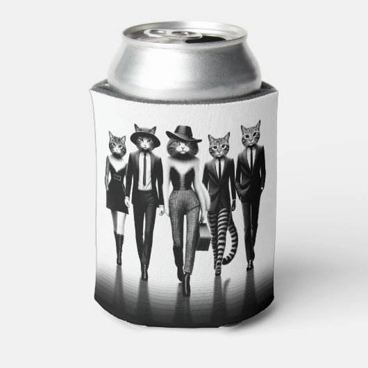 Help Cat Runway Modellen Wandelen De Catwalk Blikjeskoeler (Blikje Achterkant)