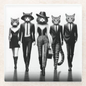 Help Cat Runway Modellen Wandelen De Catwalk Glazen Onderzetter (Voorkant)