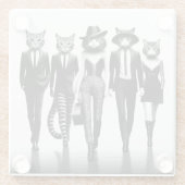 Help Cat Runway Modellen Wandelen De Catwalk Glazen Onderzetter (Achterkant)