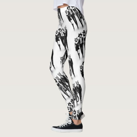 Help Cat Runway Modellen Wandelen De Catwalk Leggings (Links)