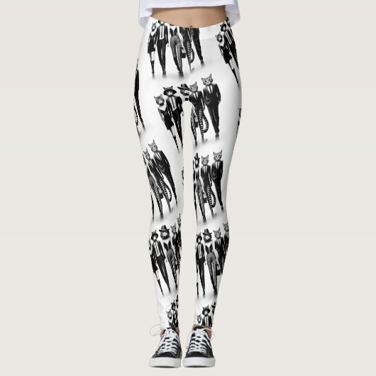 Help Cat Runway Modellen Wandelen De Catwalk Leggings (Voorkant)