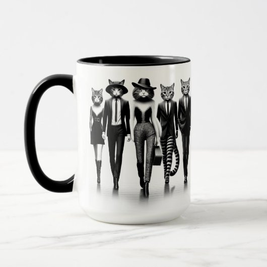 Help Cat Runway Modellen Wandelen De Catwalk Mok (Links)