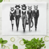 Help Cat Runway Modellen Wandelen De Catwalk Theedoek (Gevouwen)