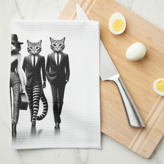 Help Cat Runway Modellen Wandelen De Catwalk Theedoek (Quarter Fold)